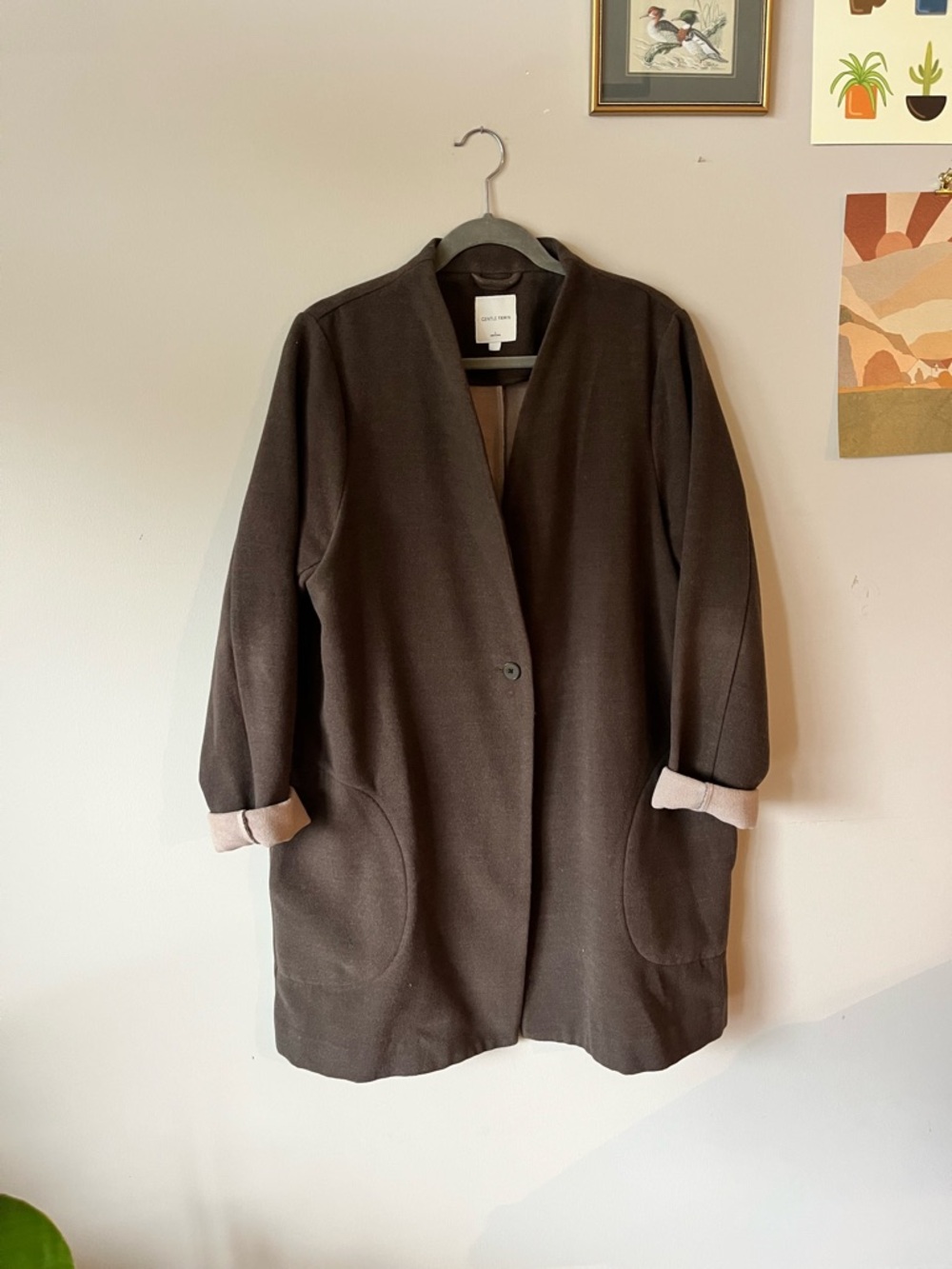 Gentle Fawn Dark Brown Open-Front Jacket Size Large